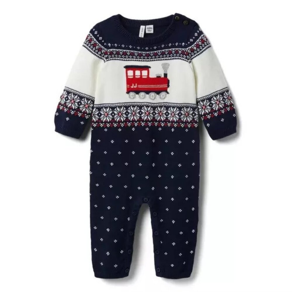 Janie and Jack Baby Train Fair Isle Sweater 1-Piece